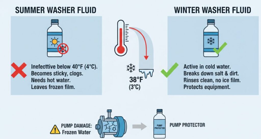 When using a pressure washer in winter, choose the correct pressure washer detergent.