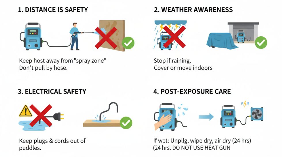 Precautions for operating high-pressure washers in humid environments