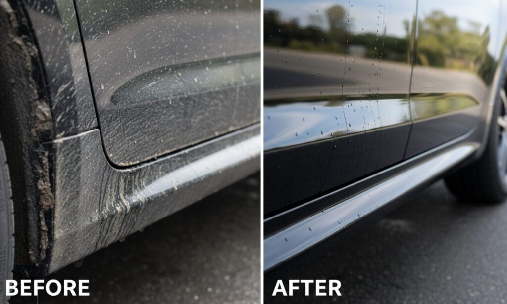 Before and after car washing