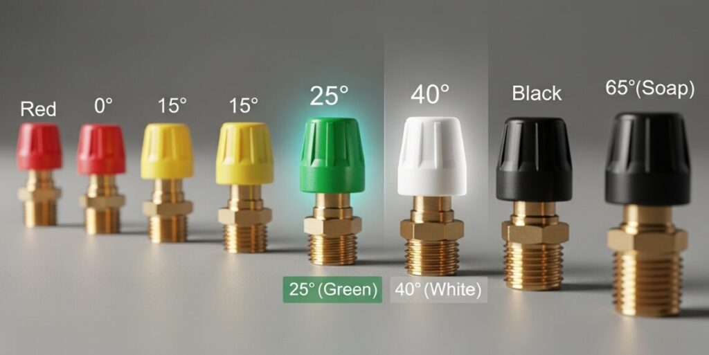 Comparison of high-pressure nozzles of different colors