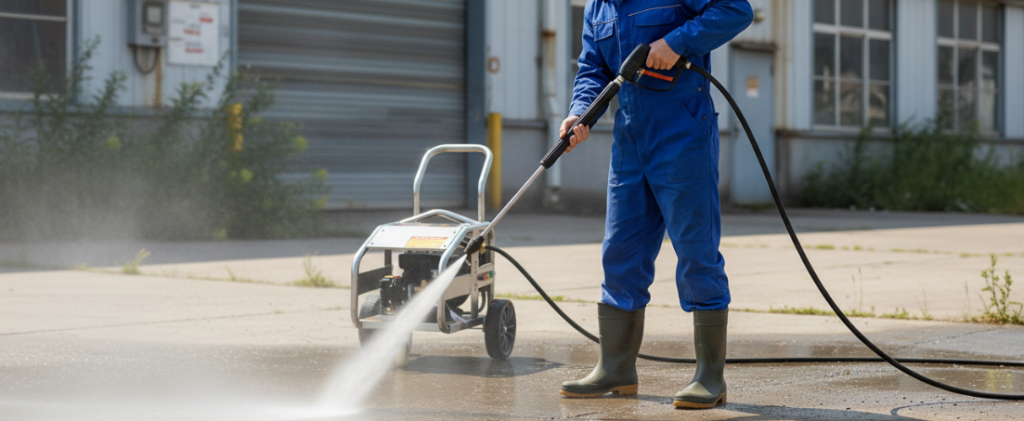 Clean the floor with a high-pressure cleaner