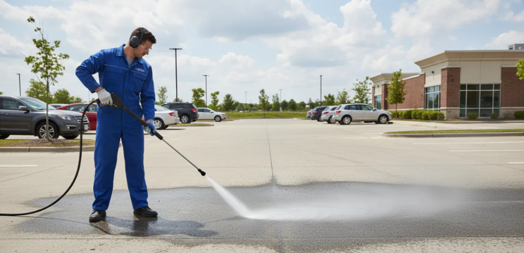 Using High-Pressure Washers in Parking Lots