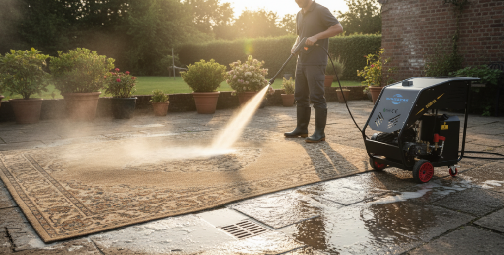 Cleaning Outdoor Carpets with a High-Pressure Washer