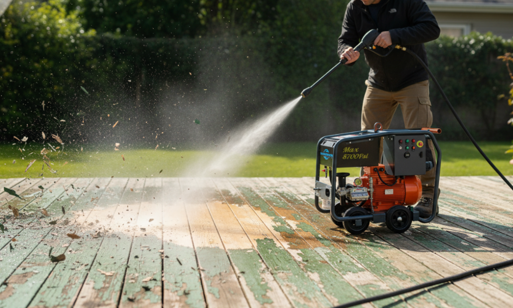 التنظيف بالضغط العالي للشرفات الخشبية القديمة