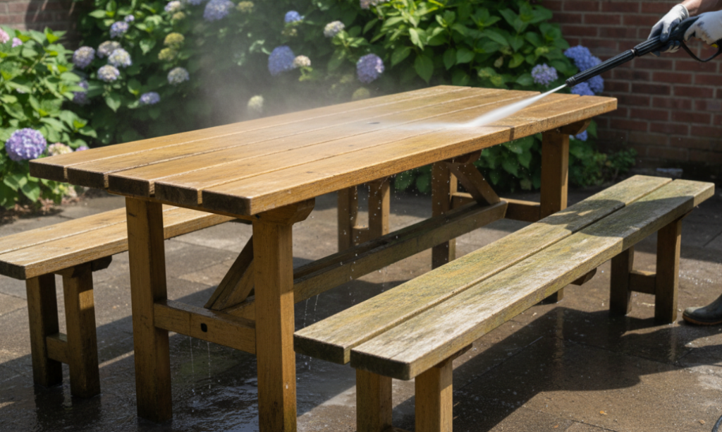 التنظيف بالضغط العالي للأثاث الخشبي