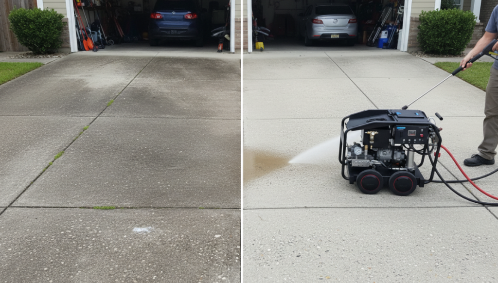 Limpieza de la calzada de hormigón