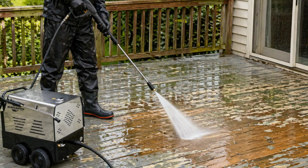Cleaning old paint from the terrace