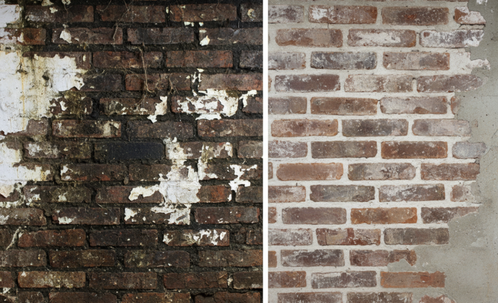 Comparison of high-pressure cleaning before and after images