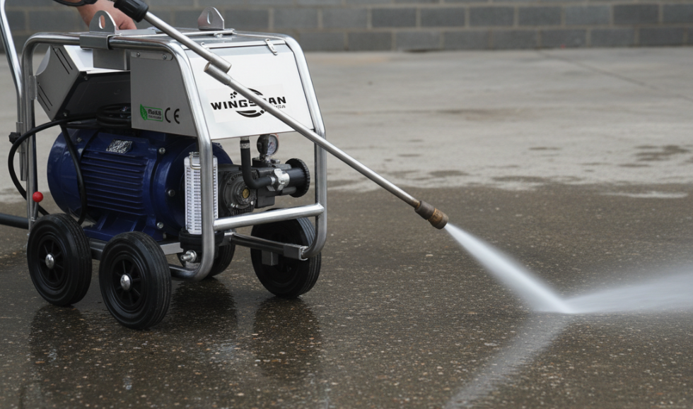High-pressure water gun for cleaning concrete floors