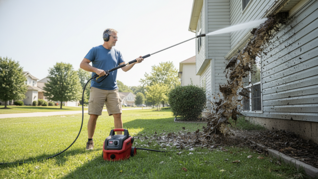Clean the drain with a high-pressure cleaner.