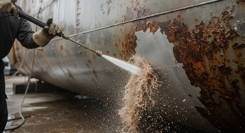 Use a pressure cleaner to remove rust.